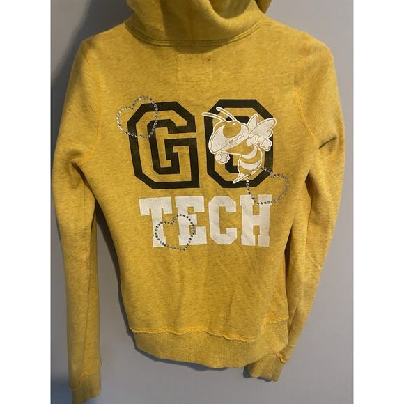 VICTORIA'S SECRET PINK‎ GEORGIA TECH YELLOW JACKETS HOOD ZIP JACKET SMALL SEQUIN - Picture 7 of 8